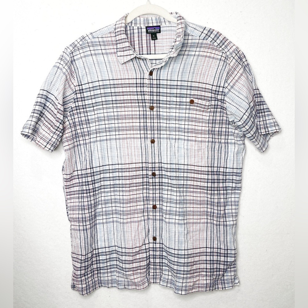 Patagonia Men's A/C Short Sleeve Plaid Gauze Button Up Shirt Size XL